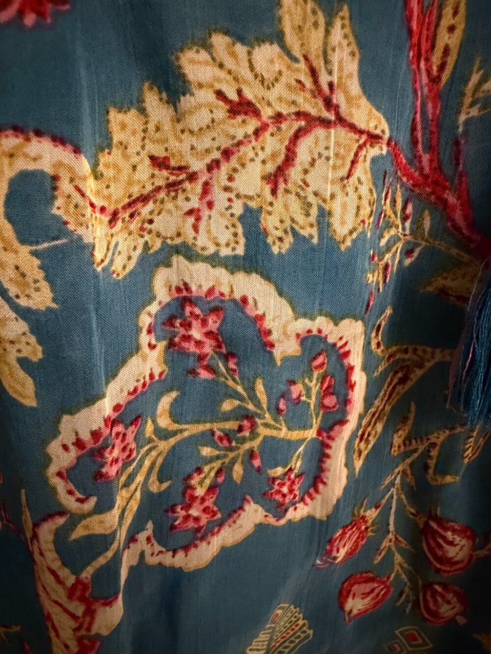 SOFT SURROUNDINGS teal blue floral boho tunic top (XL) - Picture 4 of 9